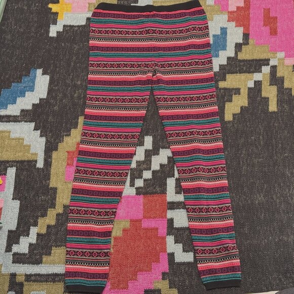 Mossimo Supply Co. Fair Isle Style Sweater Leggings, Pink/Green Geometric, L - Picture 2 of 11